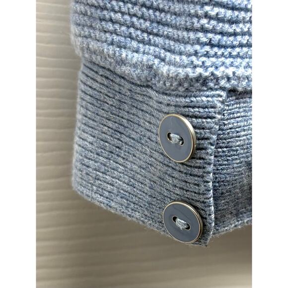 Talbots V Neck Sweater Light Blue Rayon Cotton Blend Pullover Size MP - Picture 4 of 5